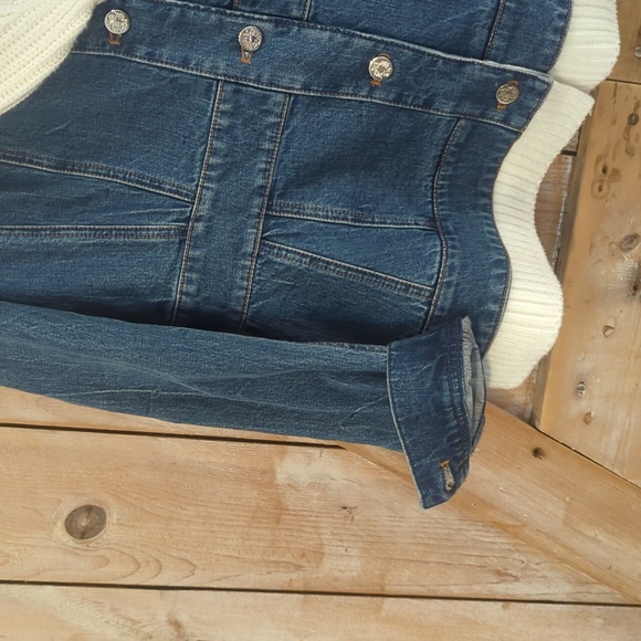 White House Black Market Denim Jacket With Sweater Trim .. Large. - Picture 4 of 6